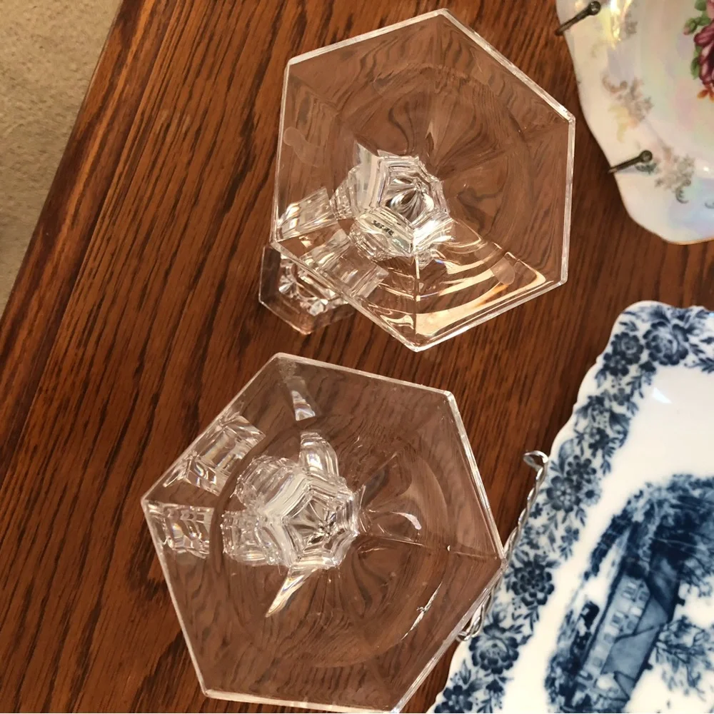 Two Crystal/Glass Candle Holders.